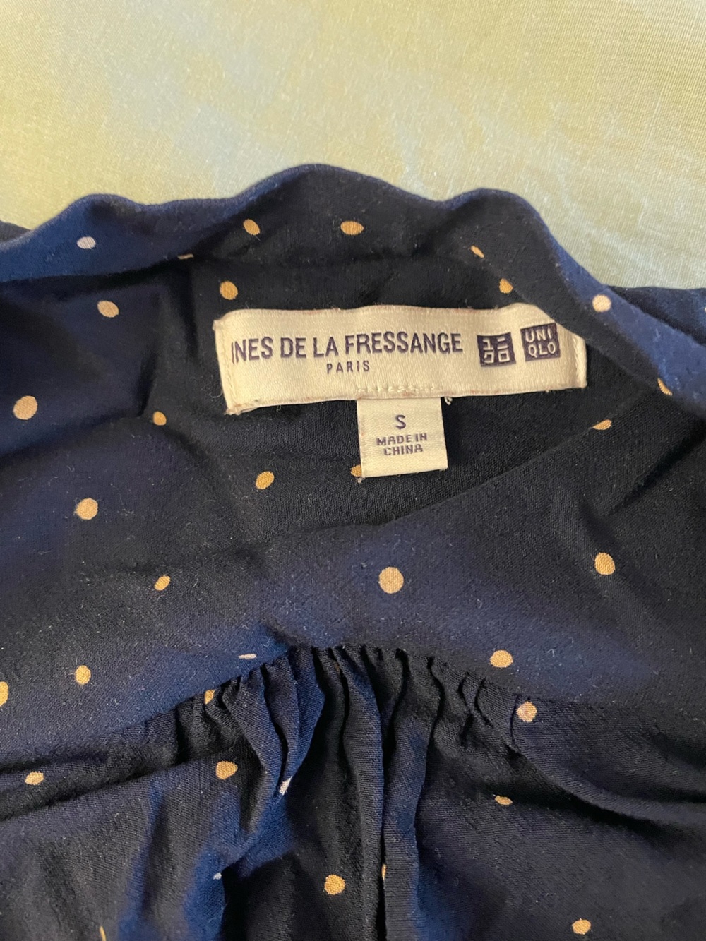 Ines de la Fressange x Uniqlo Navy Polka Dot Blouse